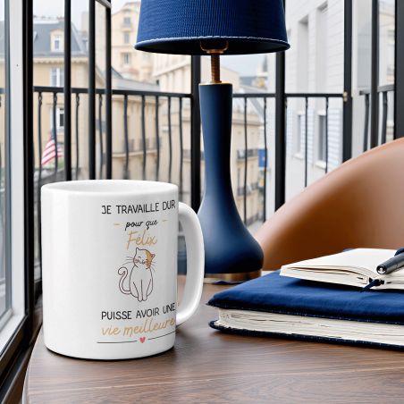 Mug I work for my Customizable Cat - Birthday or Christmas Gift for Cat Fan