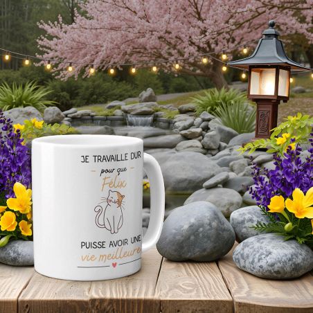Mug I work for my Customizable Cat - Birthday or Christmas Gift for Cat Fan