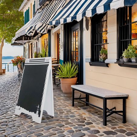 White and black plastic sidewalk easel BRETAGNE