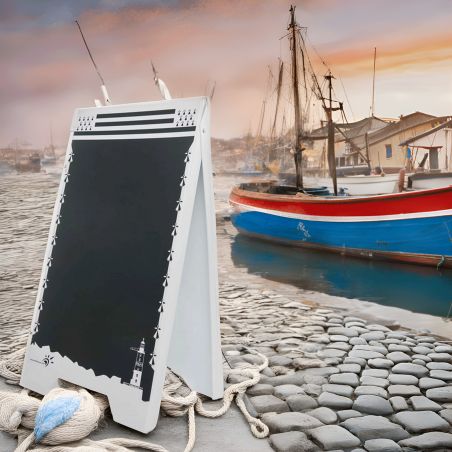 Chevalet trottoir plastique blanc et noir BRETAGNE
