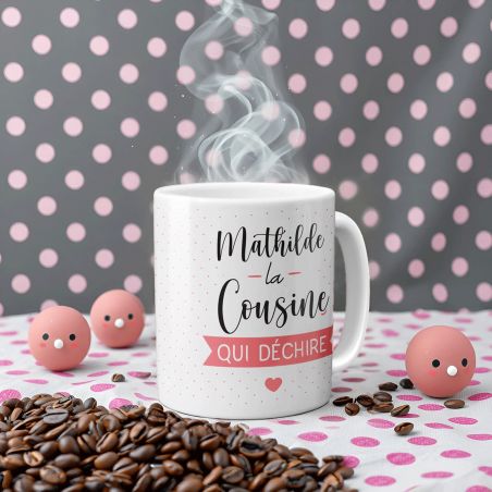 mugs et tasses à café : Mug personnalisable en céramique - Cousine qui Déchire - 33 cl, Céramique - Imprimé en France
