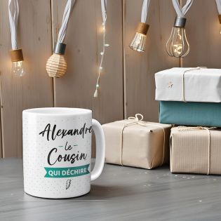 mugs et tasses à café : Mug personnalisable en céramique - Mug Cousin qui Déchire - 33 cl, Céramique - Imprimé en France
