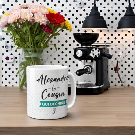 mugs et tasses à café : Mug personnalisable en céramique - Mug Cousin qui Déchire - 33 cl, Céramique - Imprimé en France