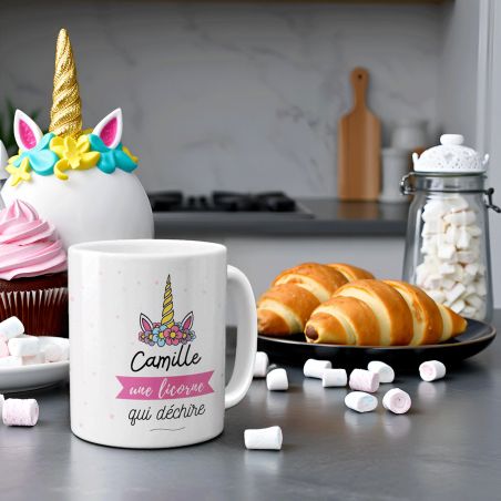 Pink ceramic mug I'm a Unicorn who Tears Customizable