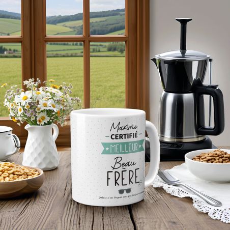 mugs et tasses à café : Mug personnalisable en céramique - Meilleur Beau Frère - 33 cl, Céramique - Imprimé en France