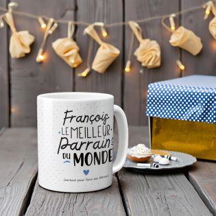 mugs et tasses à café : Mug personnalisable en céramique - Meilleur Parrain du Monde - 33 cl, Céramique - Imprimé en France