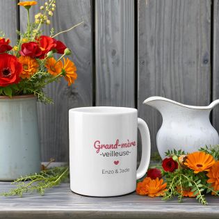 Mug thé ou café personnalisable Grand-mère-veilleuse · Cadeau anniversaire ou Noël de Mamie - 33 cl, Céramique - Imprimé en Fran