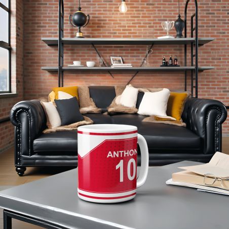 Customizable football club mug with first name and number · Football fan gift · Monaco