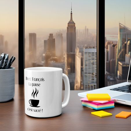 Mug personnalisé pour collègue | Pause café - 33 cl, Céramique - Imprimé en France