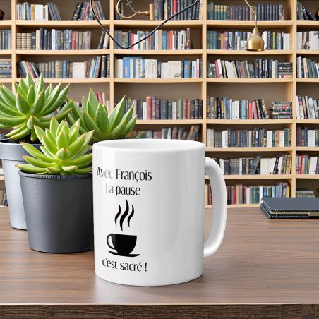 Mug personnalisé pour collègue | Pause café - 33 cl, Céramique - Imprimé en France