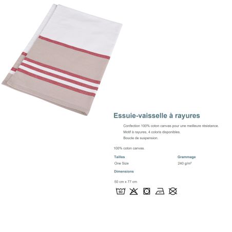 Torchon de cuisine | Rayures Rouges
