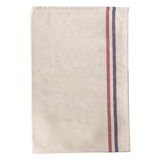 Customizable embroidered blue and red striped dish towel · Made in France