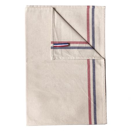 Essuie-vaisselle à rayures bleues et rouges · Made in France