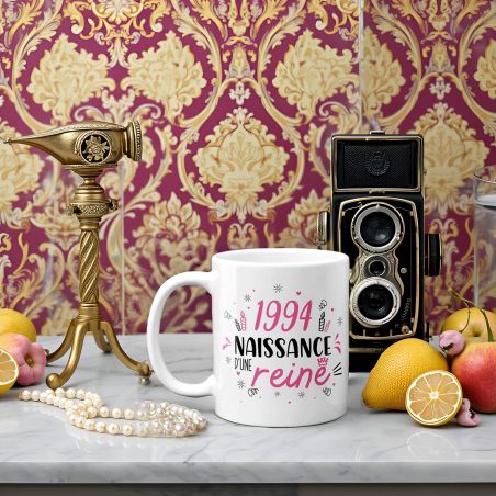 Mug anniversaire 1994 - Naissance d'une Reine - 33 cl, céramique - Imprimé en France