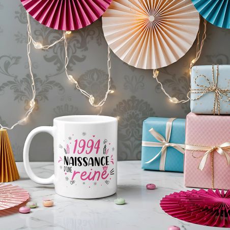 Mug anniversaire 1994 - Naissance d'une Reine - 33 cl, céramique - Imprimé en France