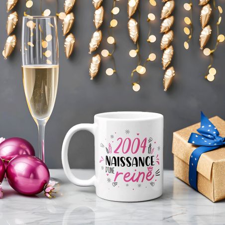 Mug anniversaire 2004- Naissance d'une Reine - 33 cl, céramique - Imprimé en France