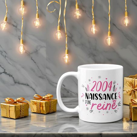 Mug anniversaire 2004- Naissance d'une Reine - 33 cl, céramique - Imprimé en France