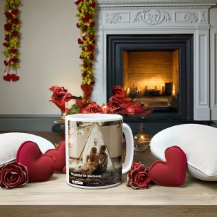 Ceramic mug Customizable film poster model with Text and Photo · Series and cinema lover gift idea