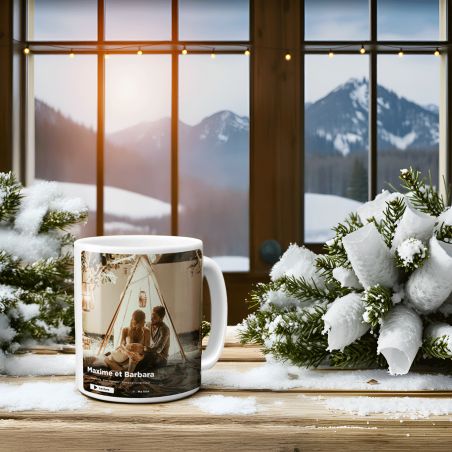 Ceramic mug Customizable film poster model with Text and Photo · Series and cinema lover gift idea