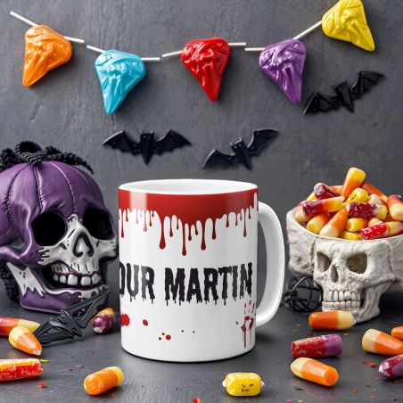 Red horror movie mug · Traces of blood