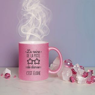 Tasse pailletée personnalisée · Modèle Piste de danse | Rose