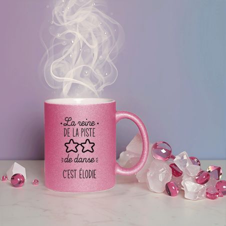Tasse pailletée personnalisée · Modèle Piste de danse | Rose