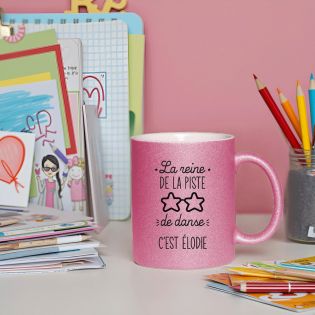 Tasse pailletée personnalisée · Modèle Piste de danse | Rose