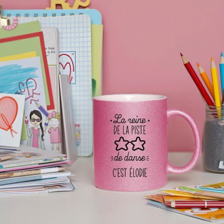 Tasse pailletée personnalisée · Modèle Piste de danse | Rose