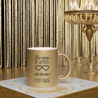 Tasse pailletée personnalisée · Modèle Piste de danse | Or