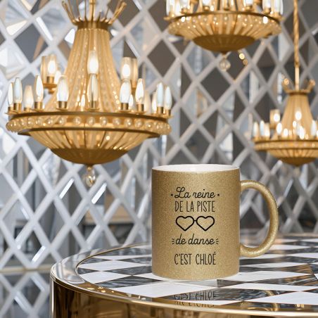Tasse pailletée personnalisée · Modèle Piste de danse | Or