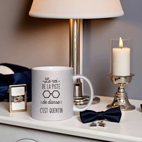 Tasse pailletée personnalisée · Modèle Piste de danse | Argent