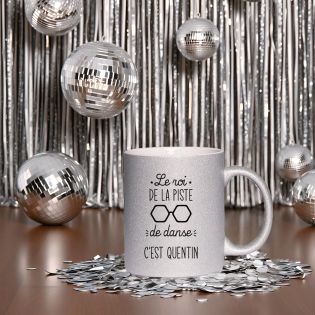 Tasse pailletée personnalisée · Modèle Piste de danse | Argent