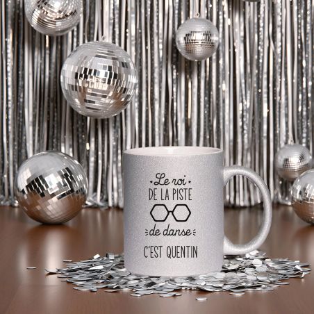 Tasse pailletée personnalisée · Modèle Piste de danse | Argent
