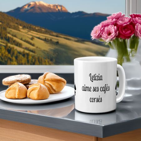 Mug en céramique blanc personnalisé avec Texte | Tête de Maure Corse - 33 cl, Céramique - Imprimé en France