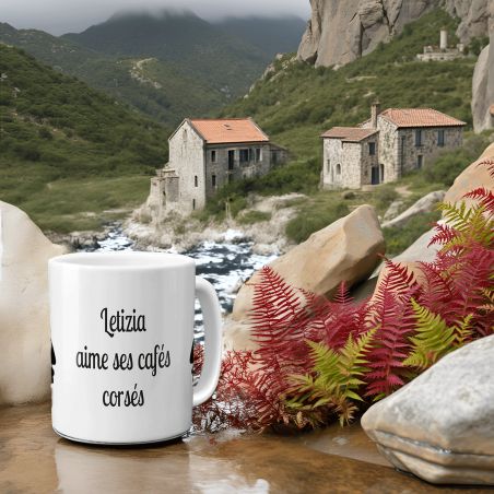 Mug en céramique blanc personnalisé avec Texte | Tête de Maure Corse - 33 cl, Céramique - Imprimé en France