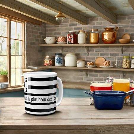Mug en céramique blanc personnalisé avec Texte | Drapeau Breton - 33 cl, Céramique - Imprimé en France