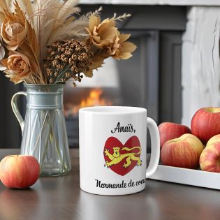 Mug en céramique blanc personnalisé avec Texte| Normandie - 33 cl, Céramique - Imprimé en France