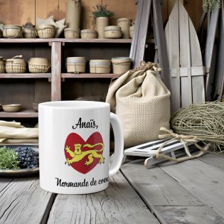 Mug en céramique blanc personnalisé avec Texte| Normandie - 33 cl, Céramique - Imprimé en France