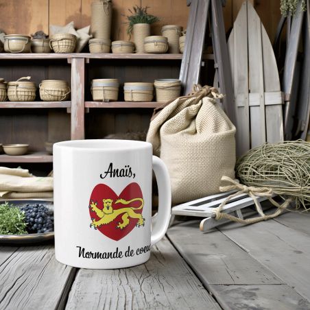 Mug en céramique blanc personnalisé avec Texte| Normandie - 33 cl, Céramique - Imprimé en France