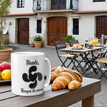 White ceramic mug personalized with Text | Basque