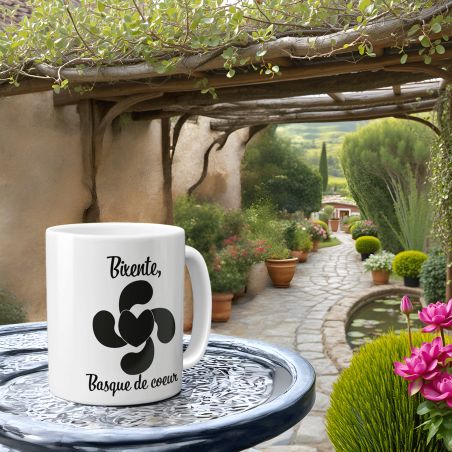 White ceramic mug personalized with Text | Basque