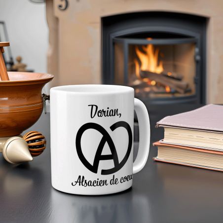 Mug en céramique blanc personnalisé avec Texte | Alsace - 33 cl, Céramique - Imprimé en France