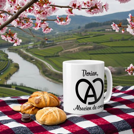 Mug en céramique blanc personnalisé avec Texte | Alsace - 33 cl, Céramique - Imprimé en France