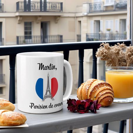 Mug en céramique blanc personnalisé avec Texte| Paris - 33 cl, Céramique - Imprimé en France