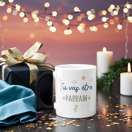 Mug Magique "tu vas être parrain" - 33 cl, céramique - Imprimé en France