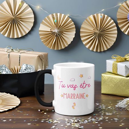 Mug Magique "tu vas être marraine" - 33 cl, céramique - Imprimé en France