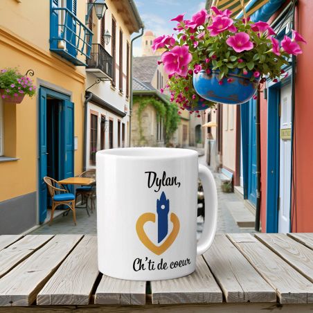 Mug en céramique blanc personnalisé avec Texte | Hauts de France - 33 cl, Céramique - Imprimé en France