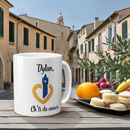 Mug en céramique blanc personnalisé avec Texte | Hauts de France - 33 cl, Céramique - Imprimé en France