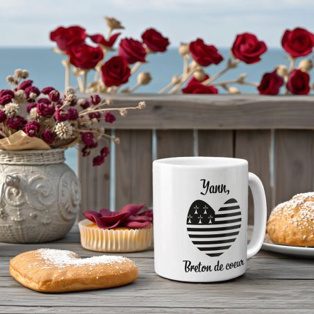 Mug en céramique blanc personnalisé avec Texte | Bretagne - 33 cl, Céramique - Imprimé en France