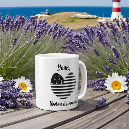 Mug en céramique blanc personnalisé avec Texte | Bretagne - 33 cl, Céramique - Imprimé en France